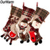 Warm Large Christmas Stocking Santa Claus Sock Plaid Burlap Gift Holder Christmas Tree Decoration New Year Gift Candy Bags - menochic
